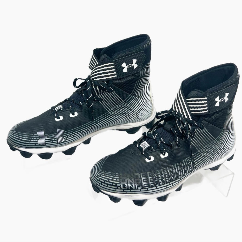 Under Armour Black White UAF Hightop Cleats Mens size 13 - Picture 3 of 9